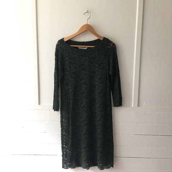 New NWOT DVF Diane Von Furstenberg Dark Green Lace Dress - Picture 2 of 8